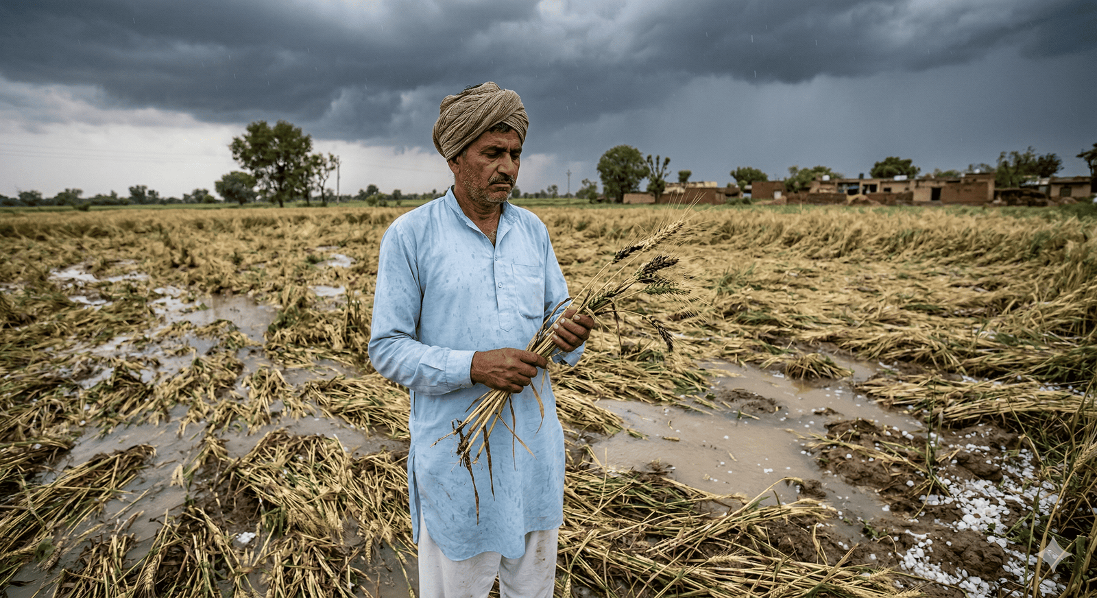 राजस्थान में बेमौसम बारिश और ओलों का कहर — गेहूं-सरसों की फसल बर्बाद, किसानों को मुआवजे का इंतजार